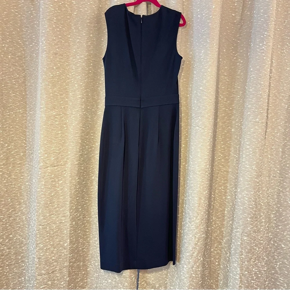 NEW NWOT REISS LAYLA SLEEVELESS GATHERED WAIST SHEATH BODYCON MIDI DRESS Navy 4 - Picture 9 of 12